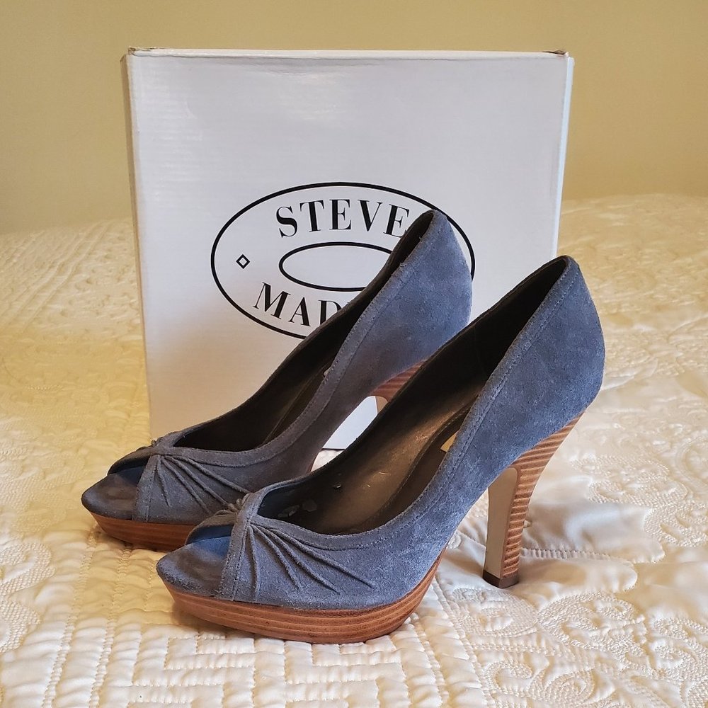 Steve Madden Grey Suede Pawla Heels Size 9
